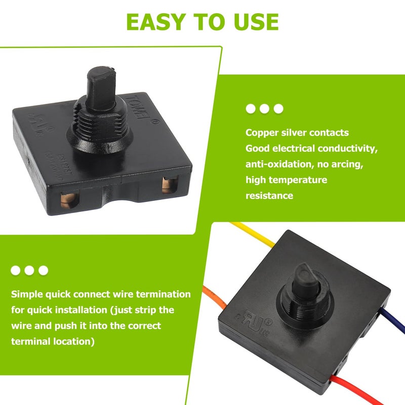 EPLZON مفتاح دوار 13A-125V/10A-250V 4-موضع 3-سرعة محدد سرعة عالمي مع مقبض (عبوة من 2 قطعة) - Image 4